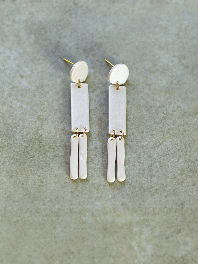 Minimal 'Art Deco' Tassel Dangles in Pearl