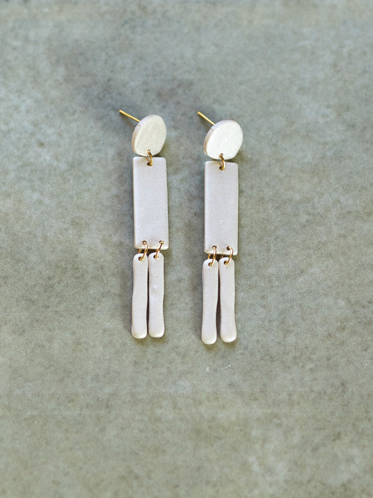 Minimal 'Art Deco' Tassel Dangles in Pearl