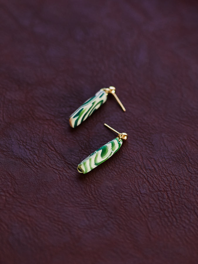 Green Marbled Minis - 14k Gild Filled Ball Posts