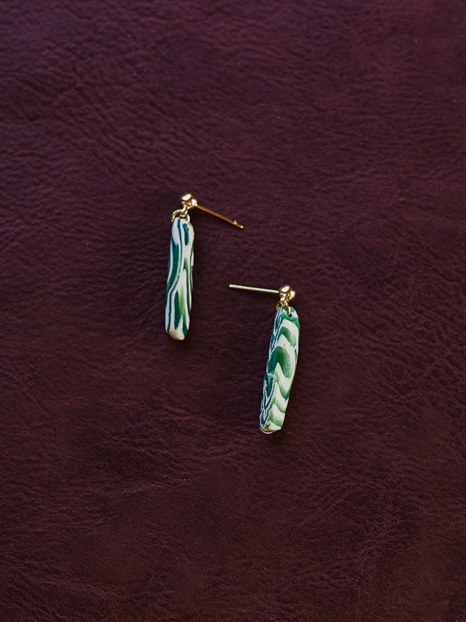 Green Marbled Minis - 14k Gild Filled Ball Posts