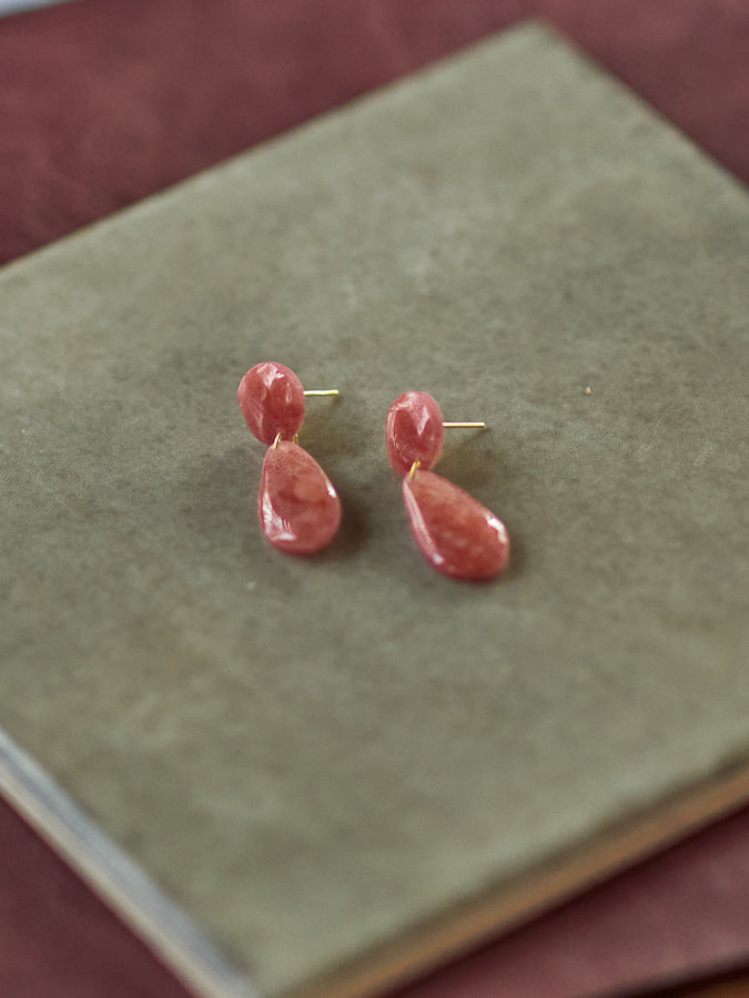 Coral Pink Translucent Teardrops