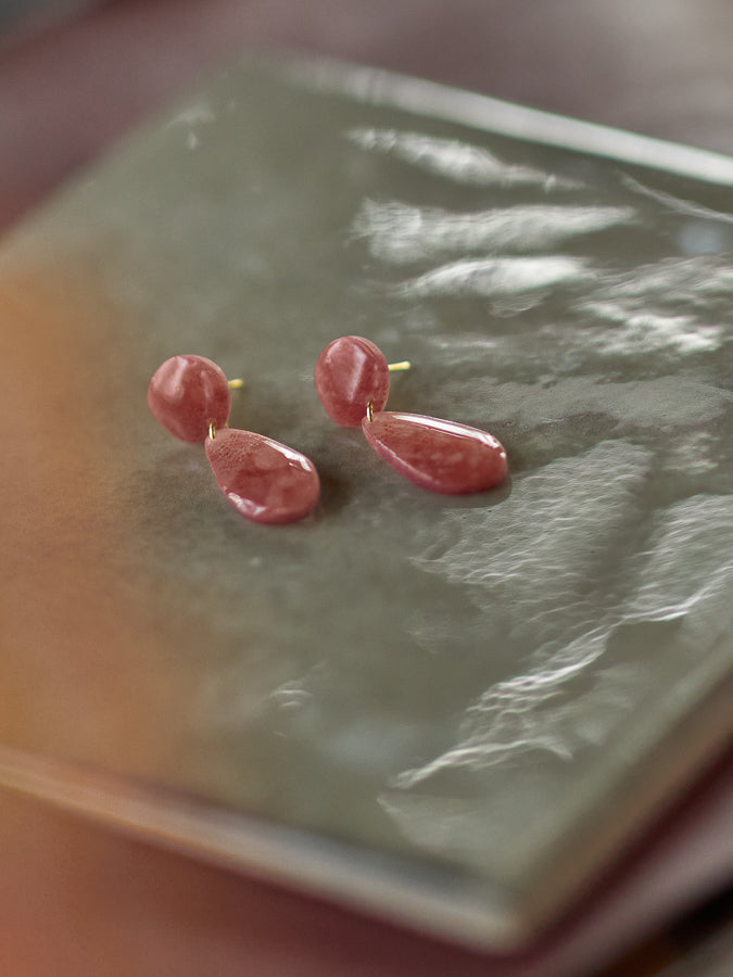 Coral Pink Translucent Teardrops