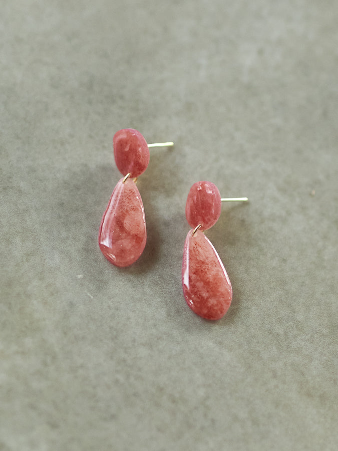 Coral Pink Translucent Teardrops