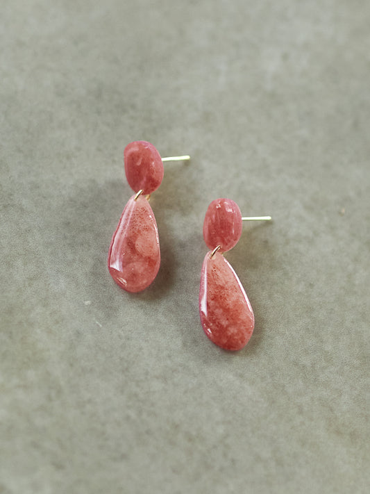 Coral Pink Translucent Teardrops