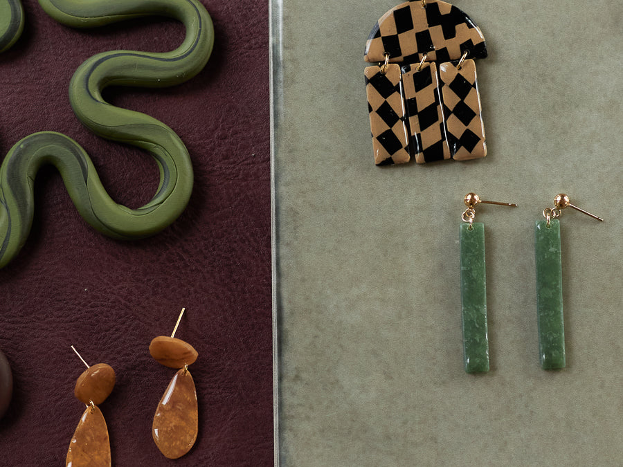 Deep Green Minimal Dangles - 14k Gold Filled Ball Posts