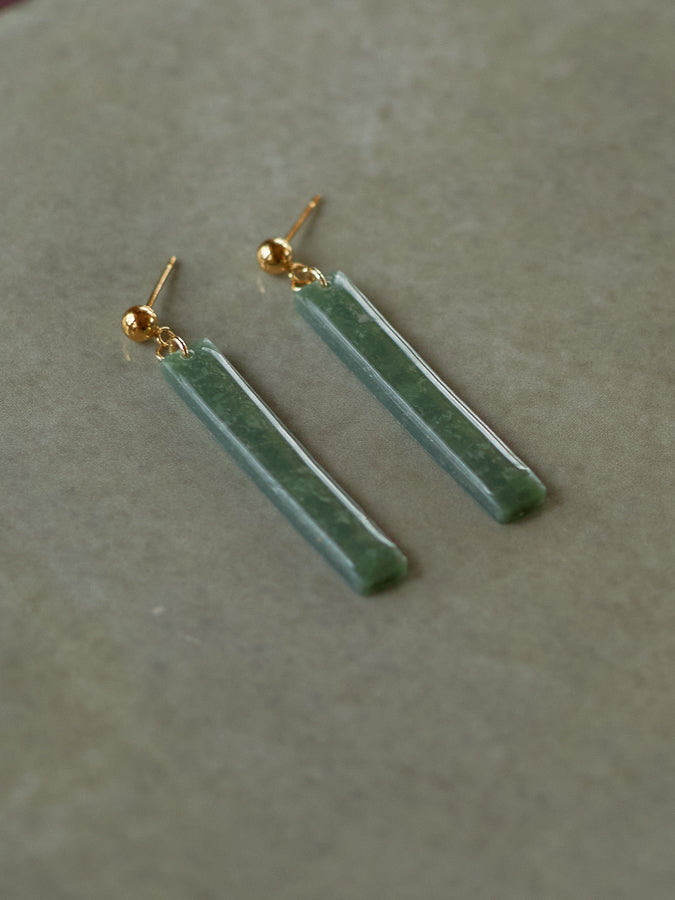 Deep Green Minimal Dangles - 14k Gold Filled Ball Posts