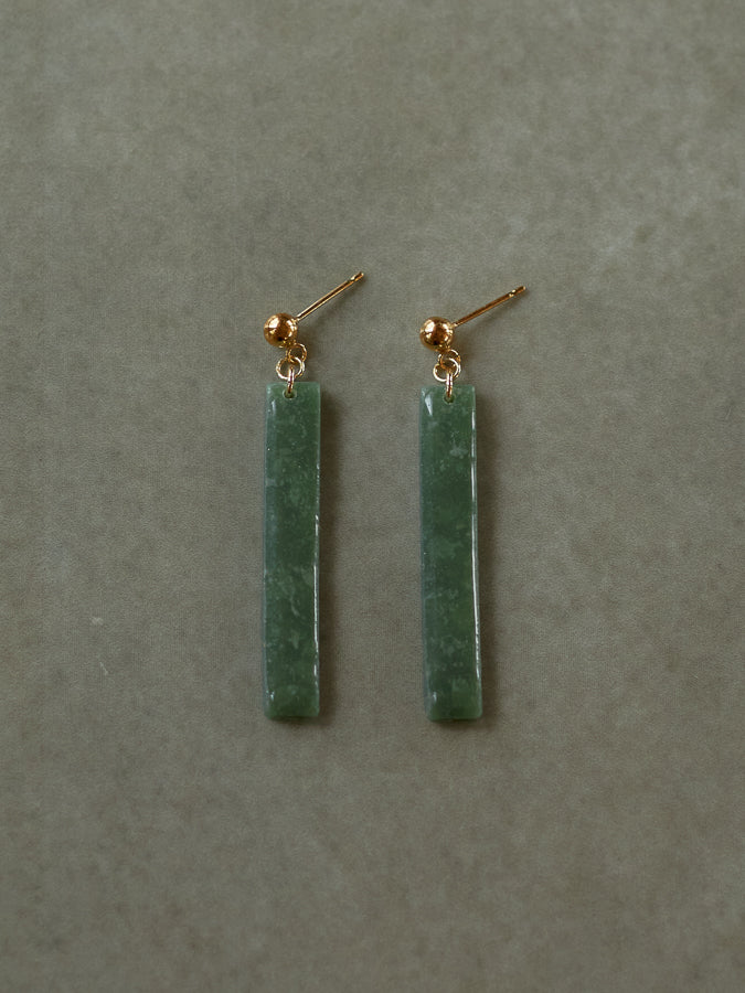 Deep Green Minimal Dangles - 14k Gold Filled Ball Posts