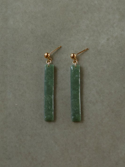 Deep Green Minimal Dangles - 14k Gold Filled Ball Posts