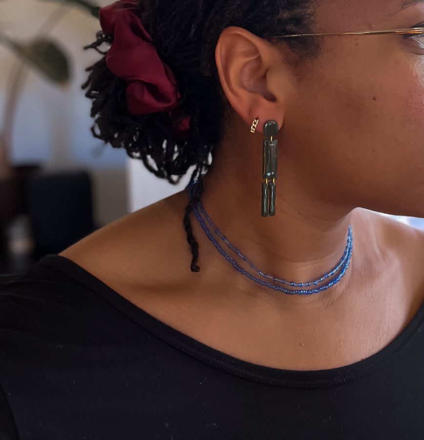 Deep Green "Art Deco" Tassel Dangles