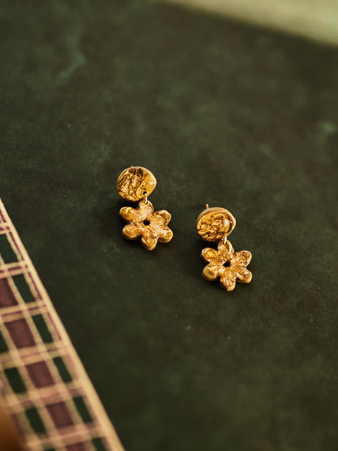 Gold Floral Mini Dangles