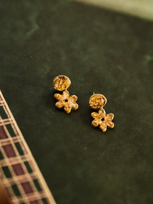 Gold Floral Mini Dangles