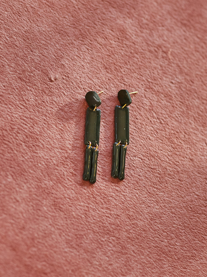 Deep Green "Art Deco" Tassel Dangles