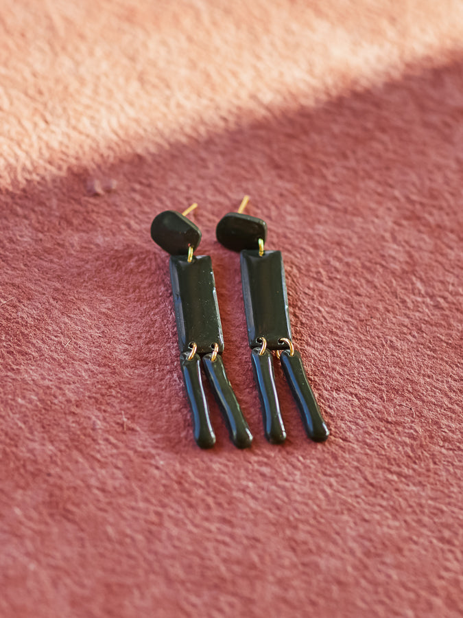 Deep Green "Art Deco" Tassel Dangles