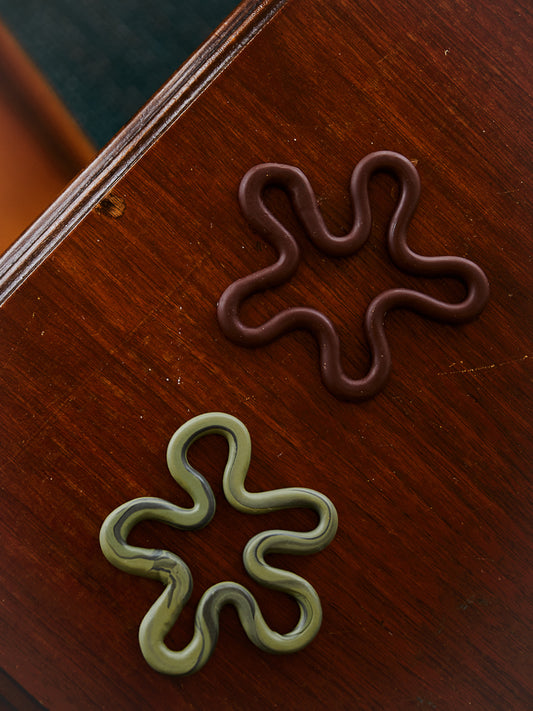 Set of Two Drink Coasters - Green & Brown