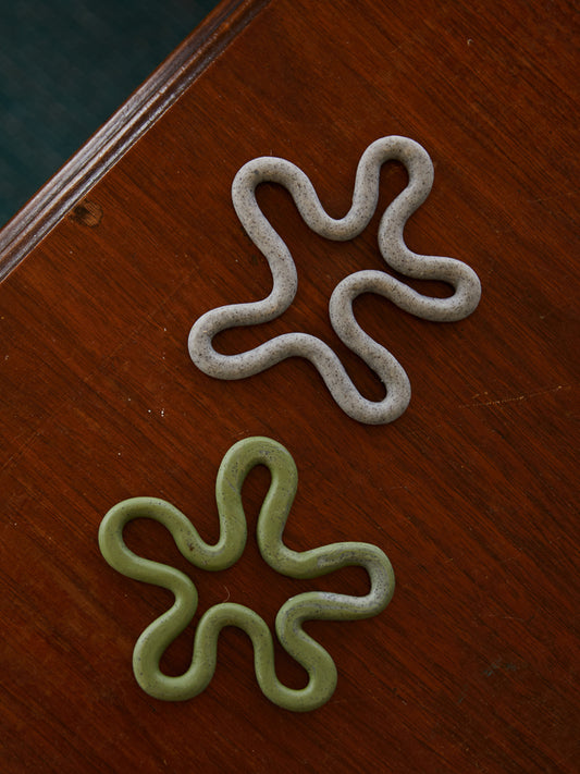 Set of Two Drink Coasters - Green & Speckled Grey