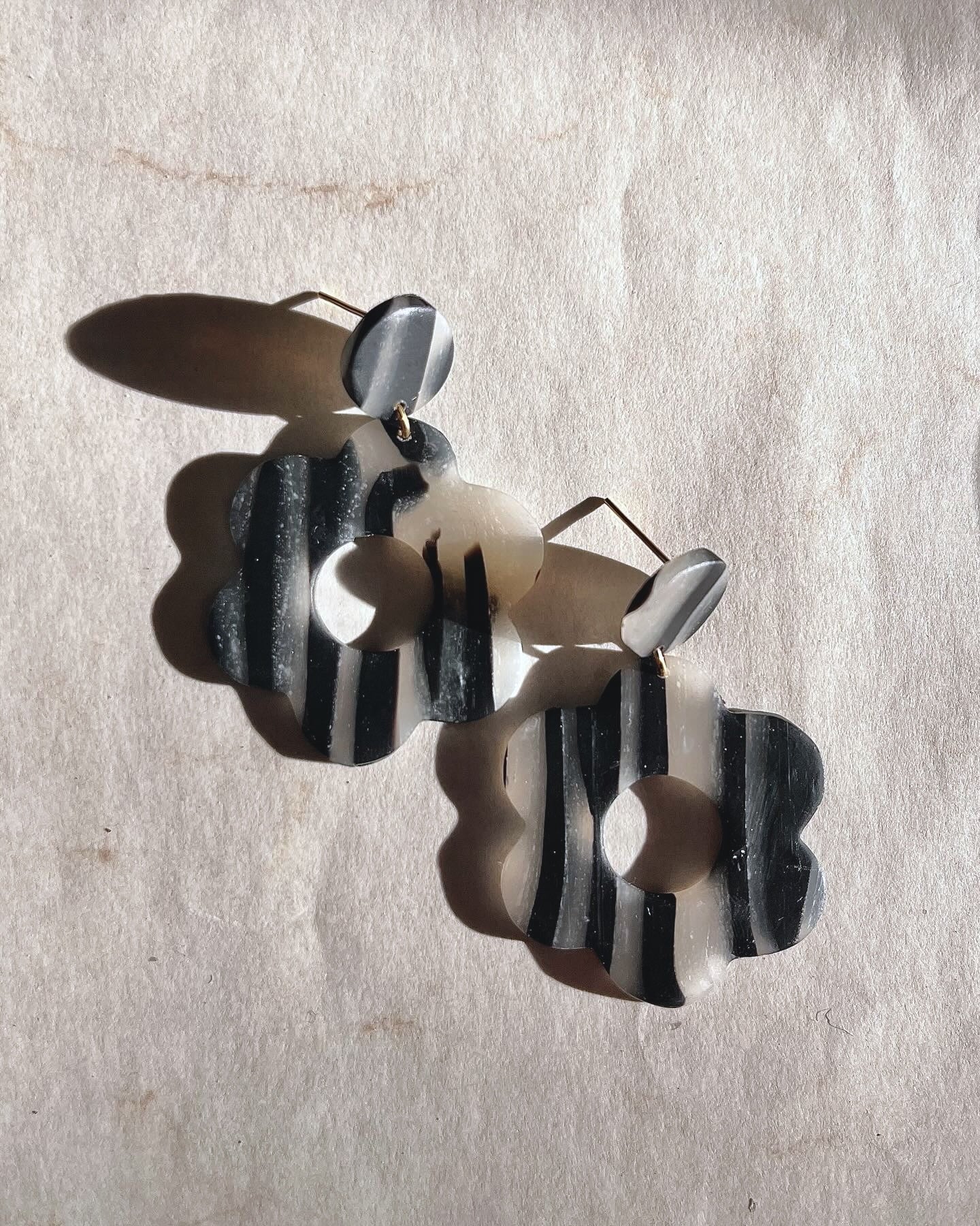Translucent Striped Floral Dangles
