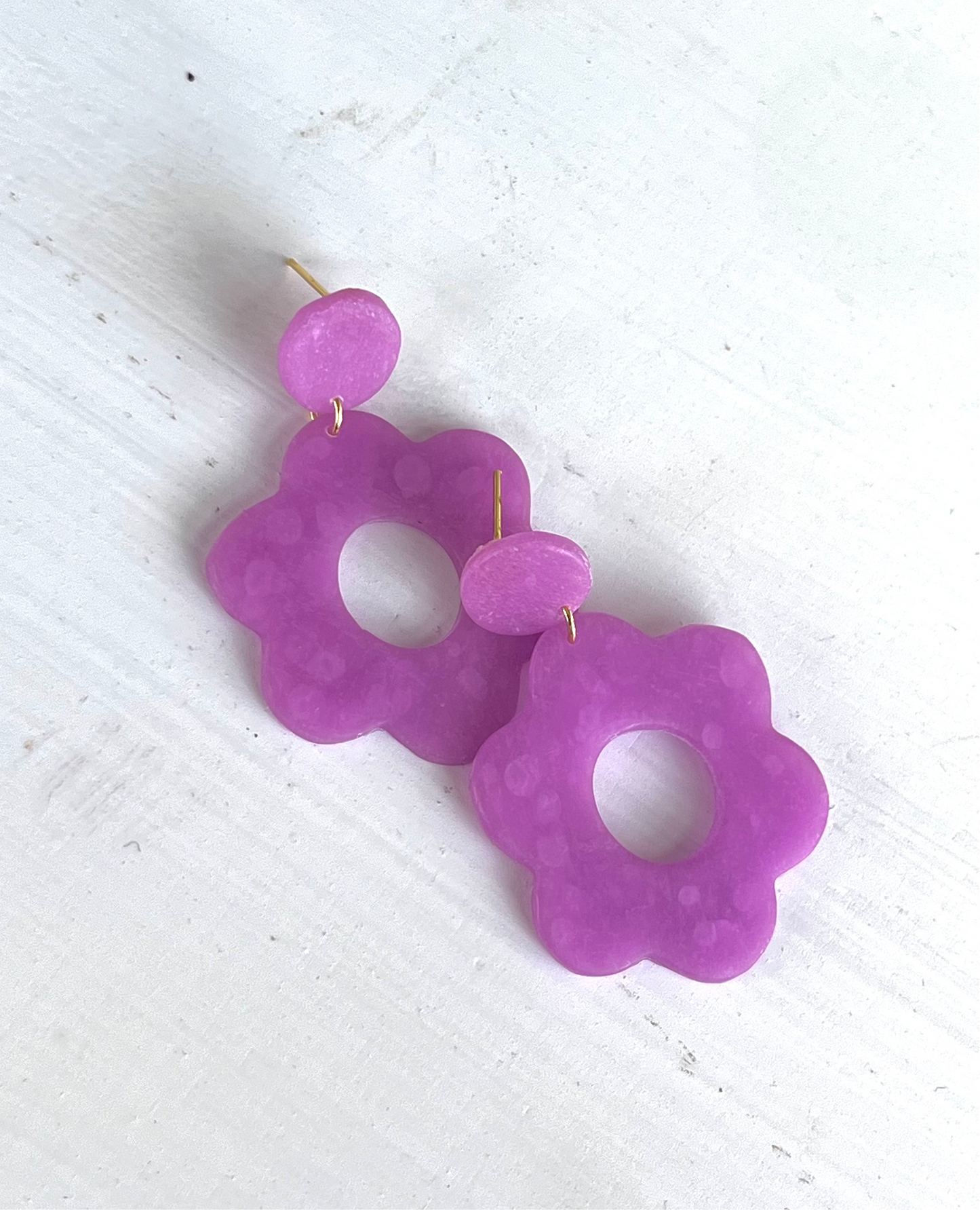 Translucent Magenta 90's Floral Dangles