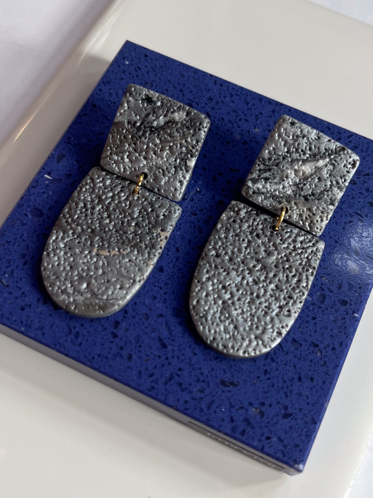 Textured Grey Geometric Dangles $21 - SALE!