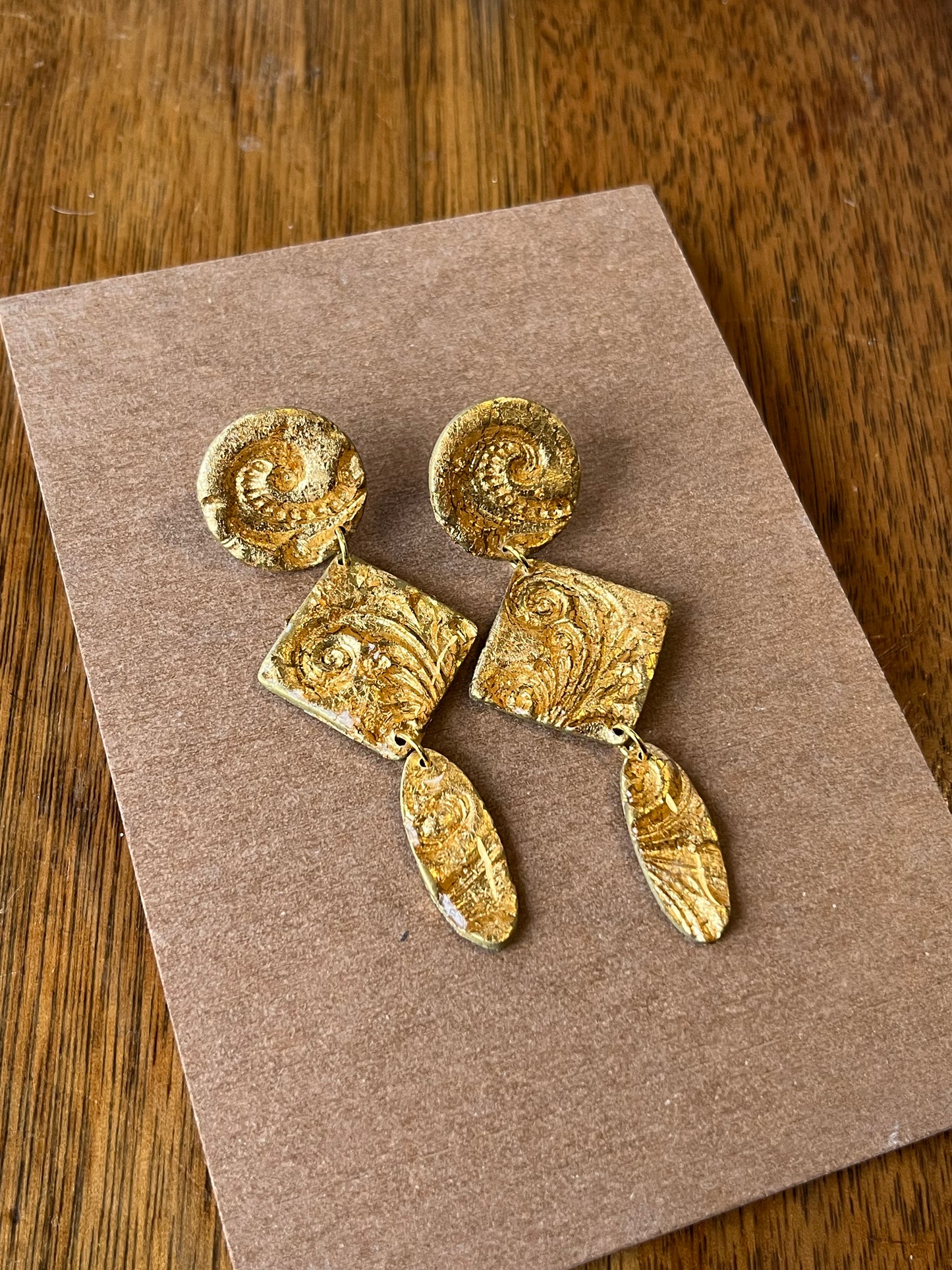 Gold Scrolling Tiered Dangles