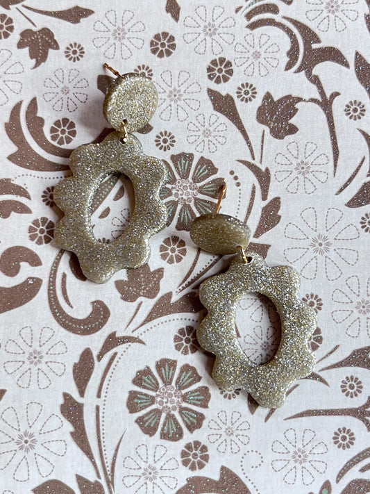 Floral Dangle in a Sparkly Gold