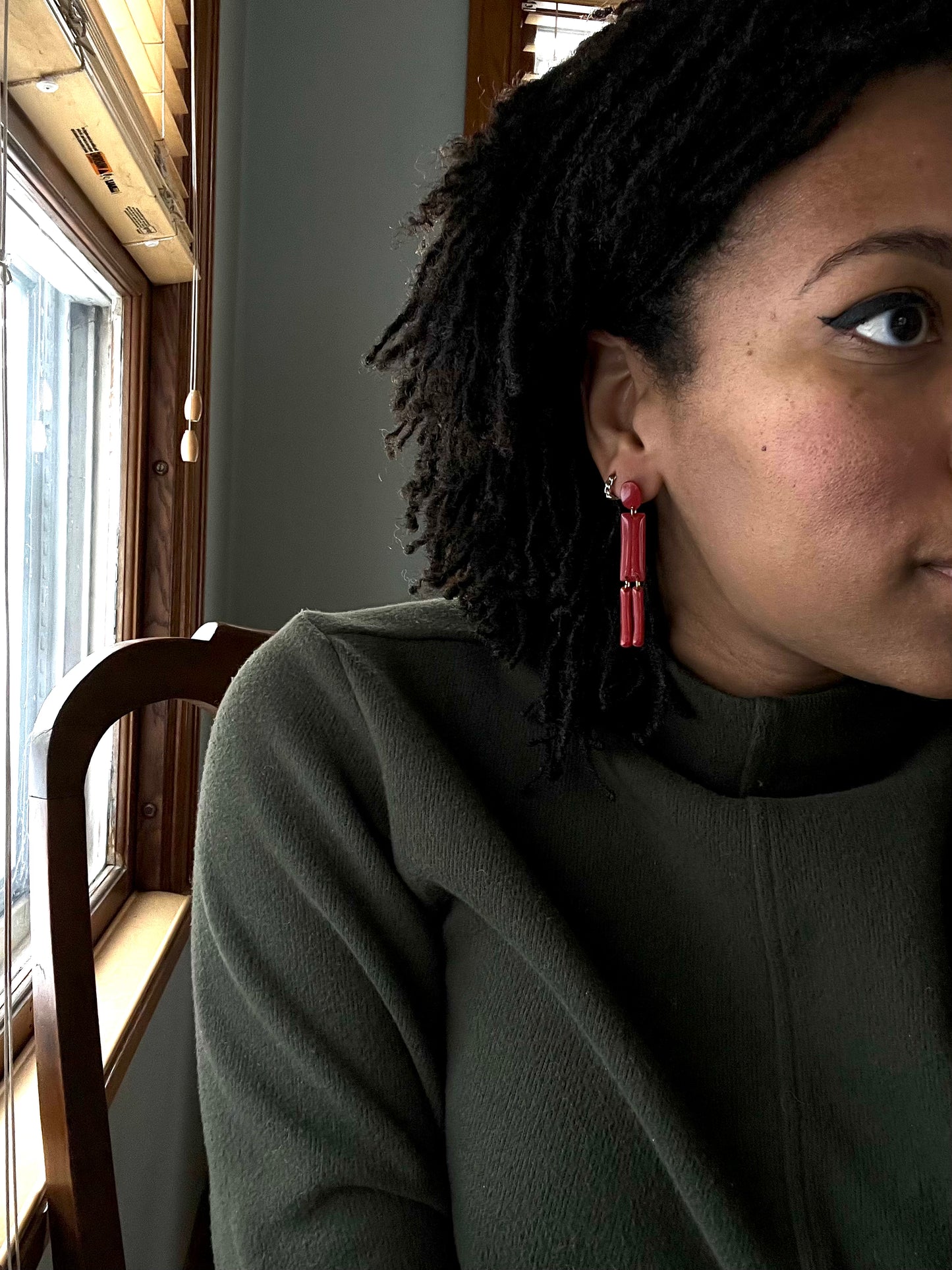 Holiday Red “Art Deco” Minimal Dangles