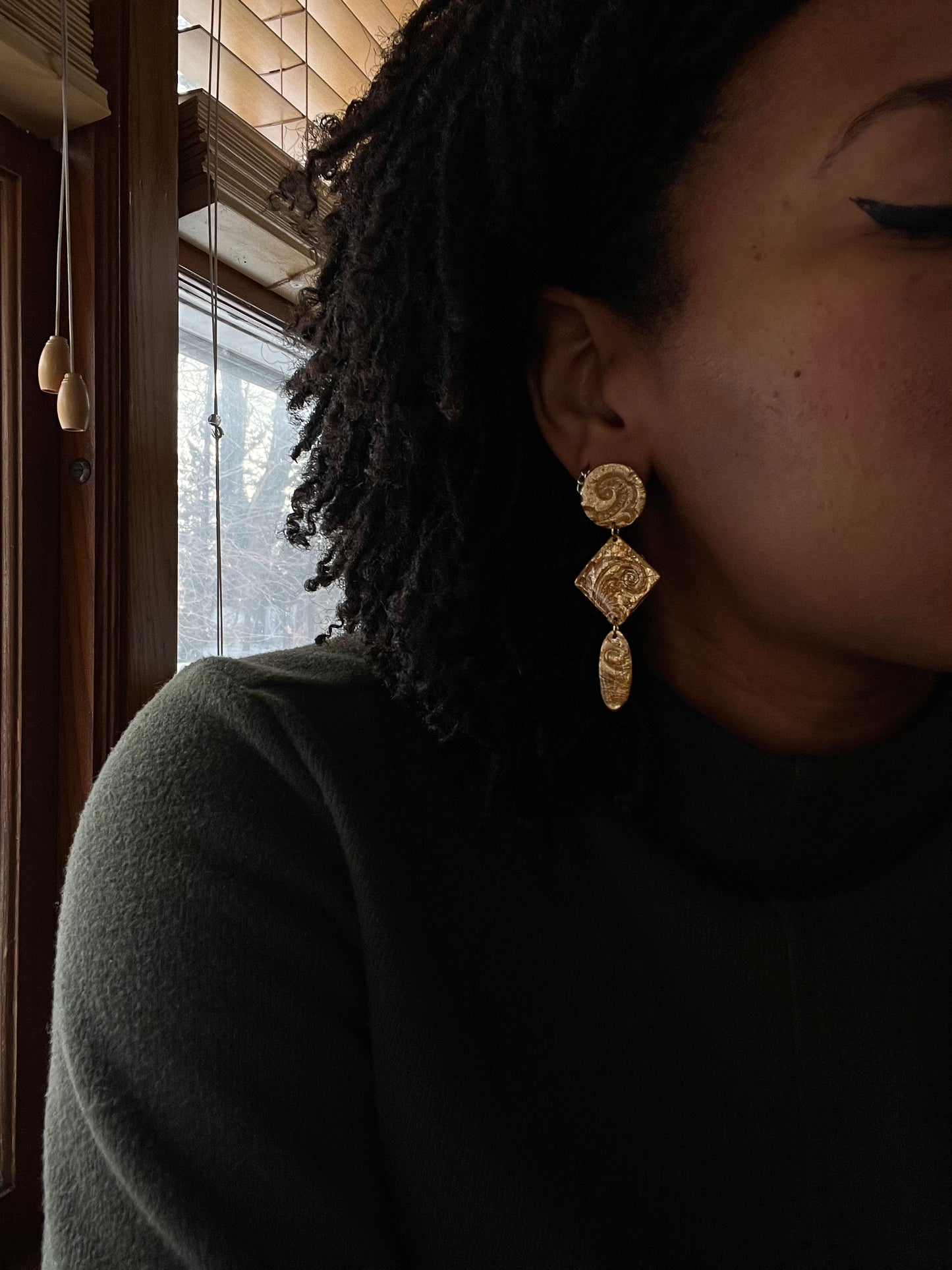 Gold Scrolling Tiered Dangles