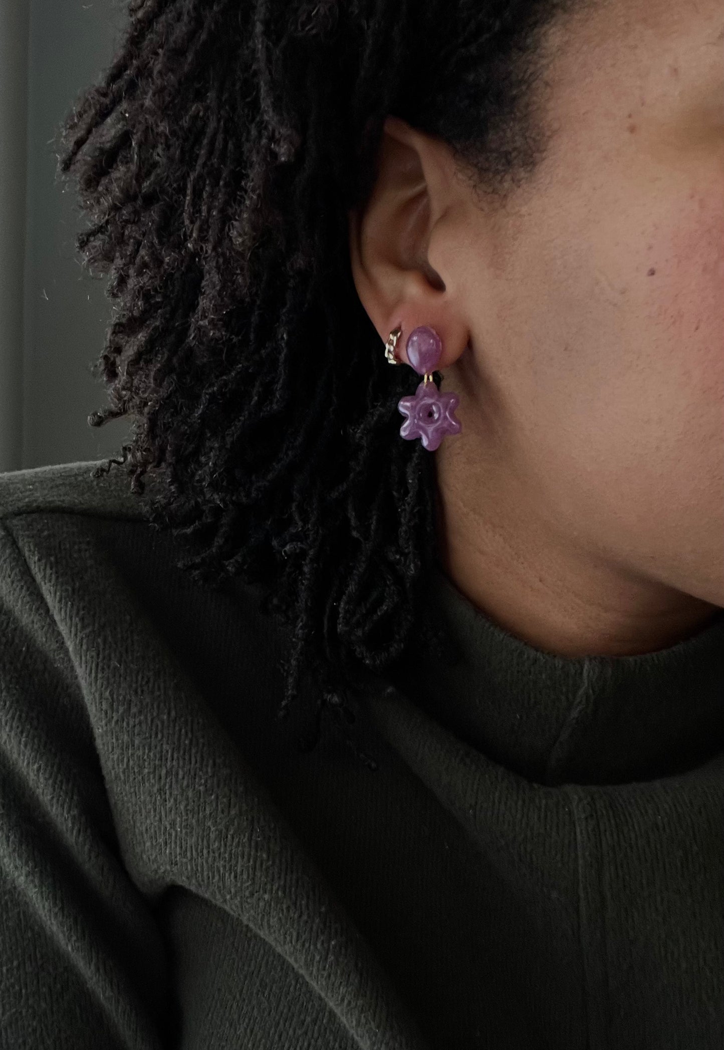 Dainty Translucent Lavender Flower Dangles