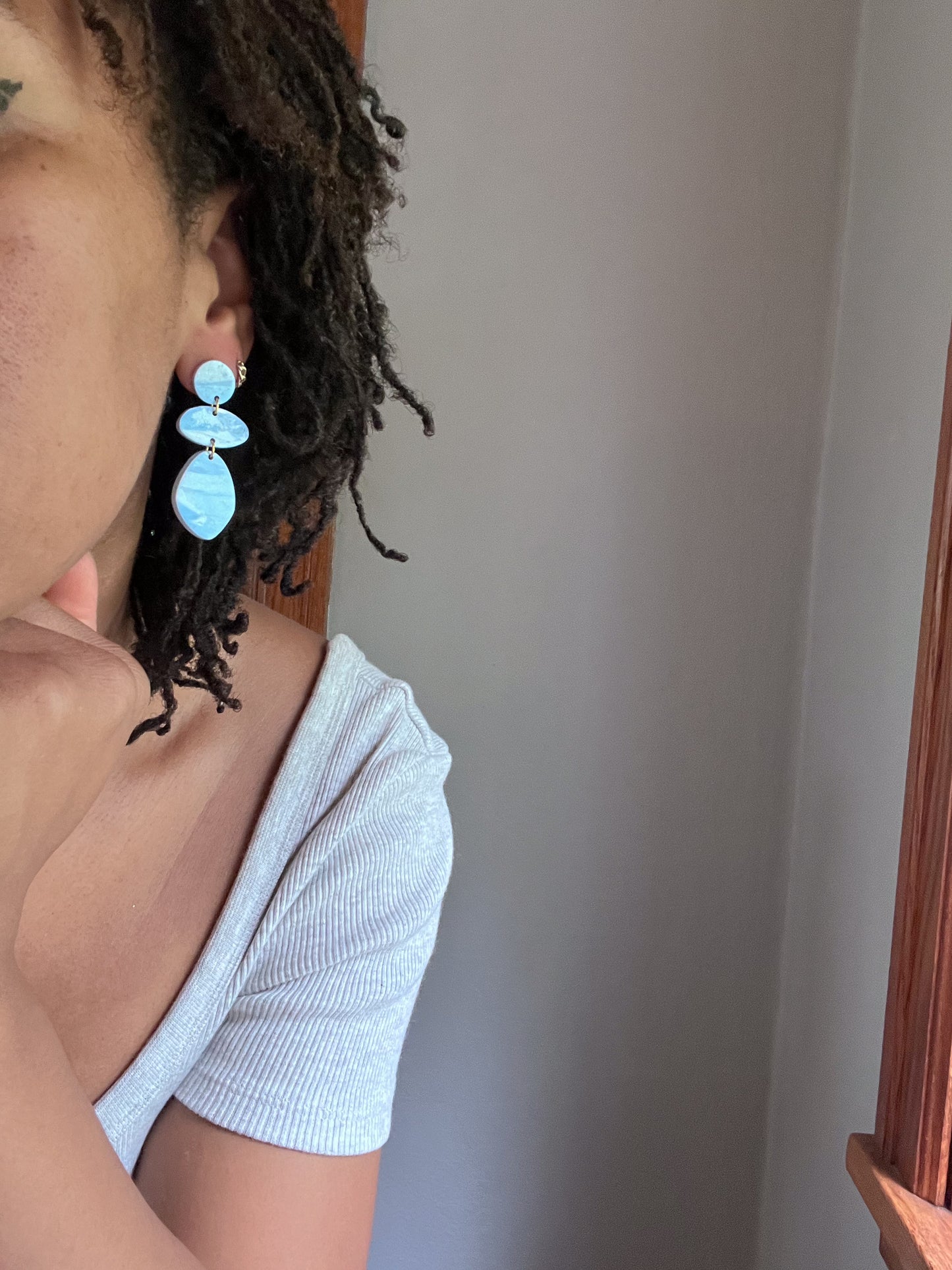 Blue Textured Classic Three Tier Dangles