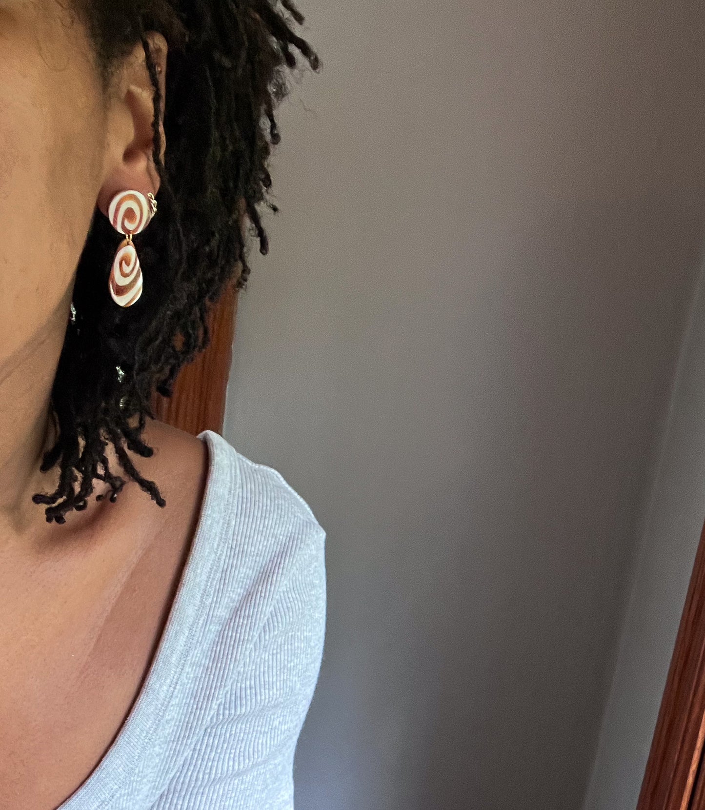 Brown & Beige Spiral Teardrops