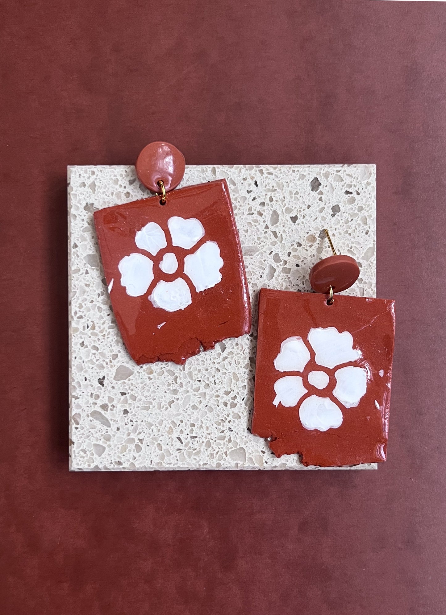 One of a Kind Flower Dangle - Terra Cotta -