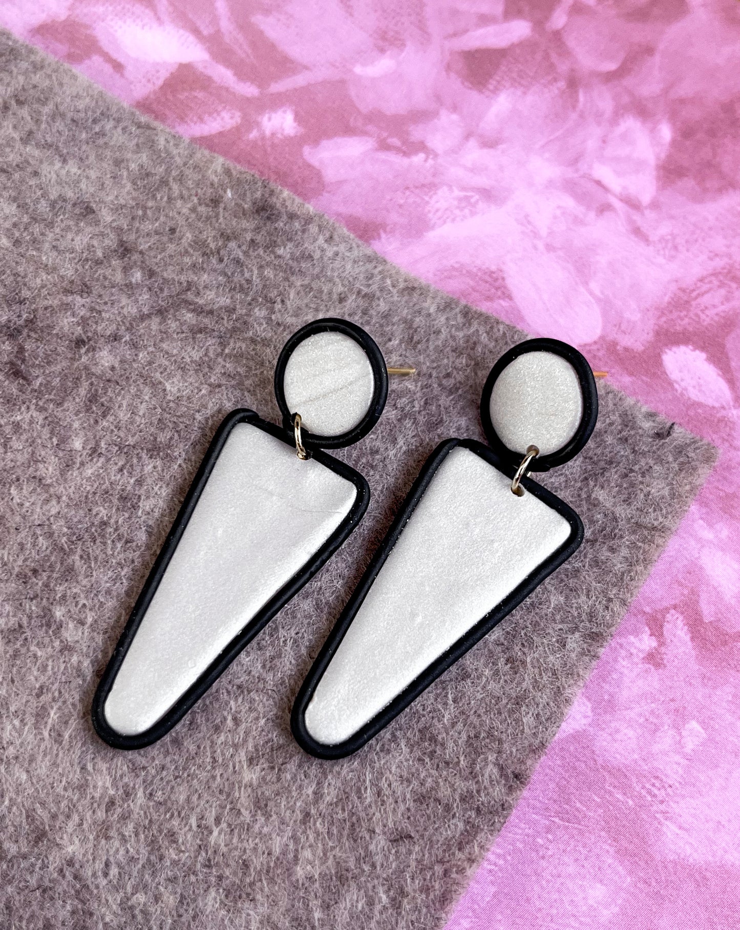 Two-Toned B&W Spear Dangles