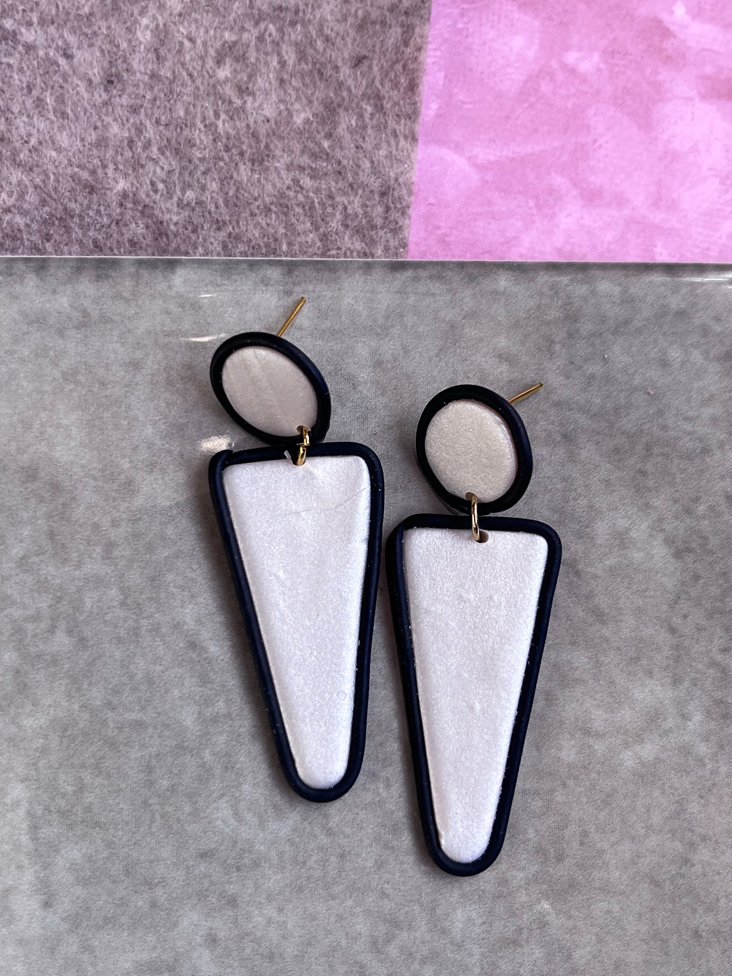 Two-Toned B&W Spear Dangles