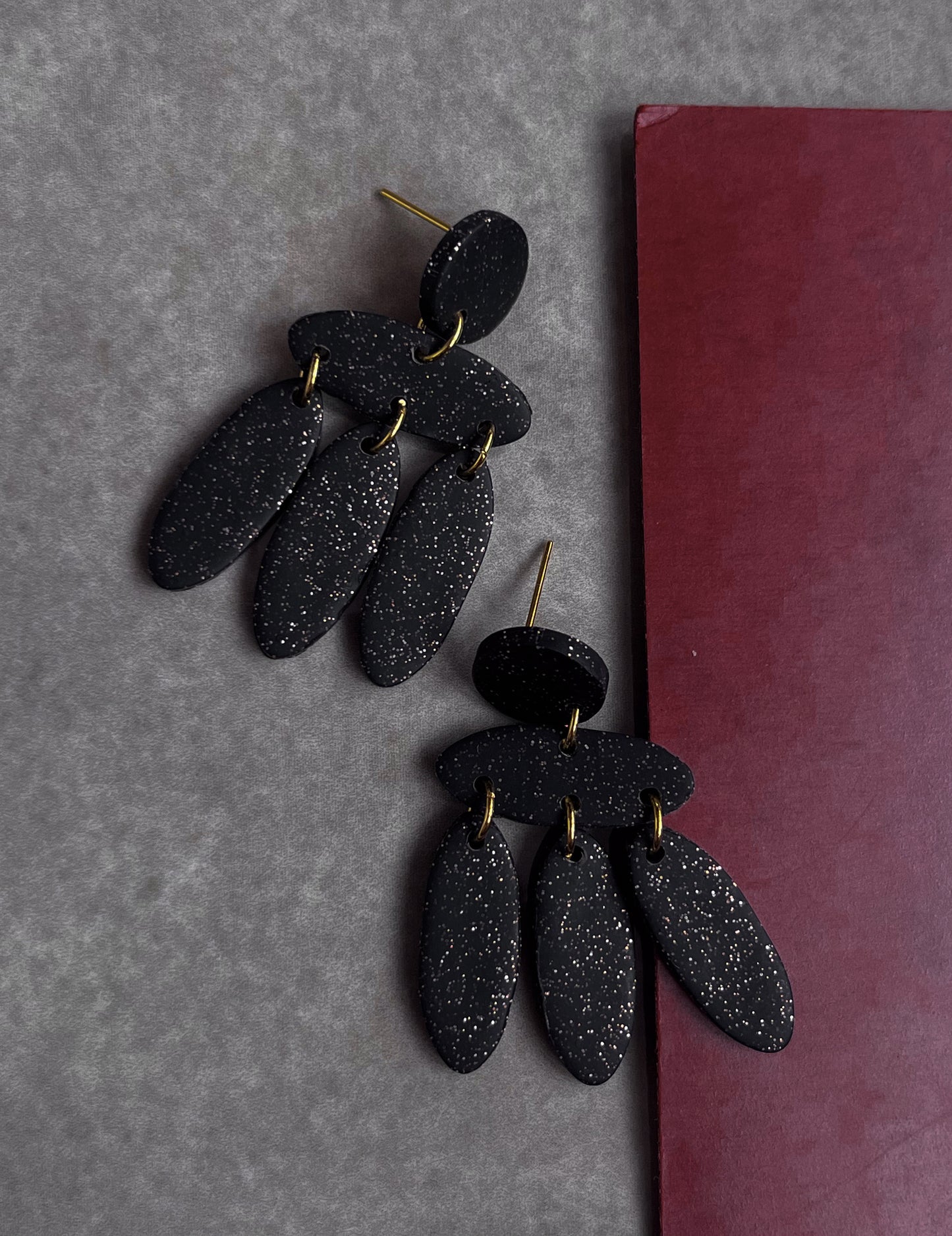 Sparkled Black Sun Ray Dangles - Sale!