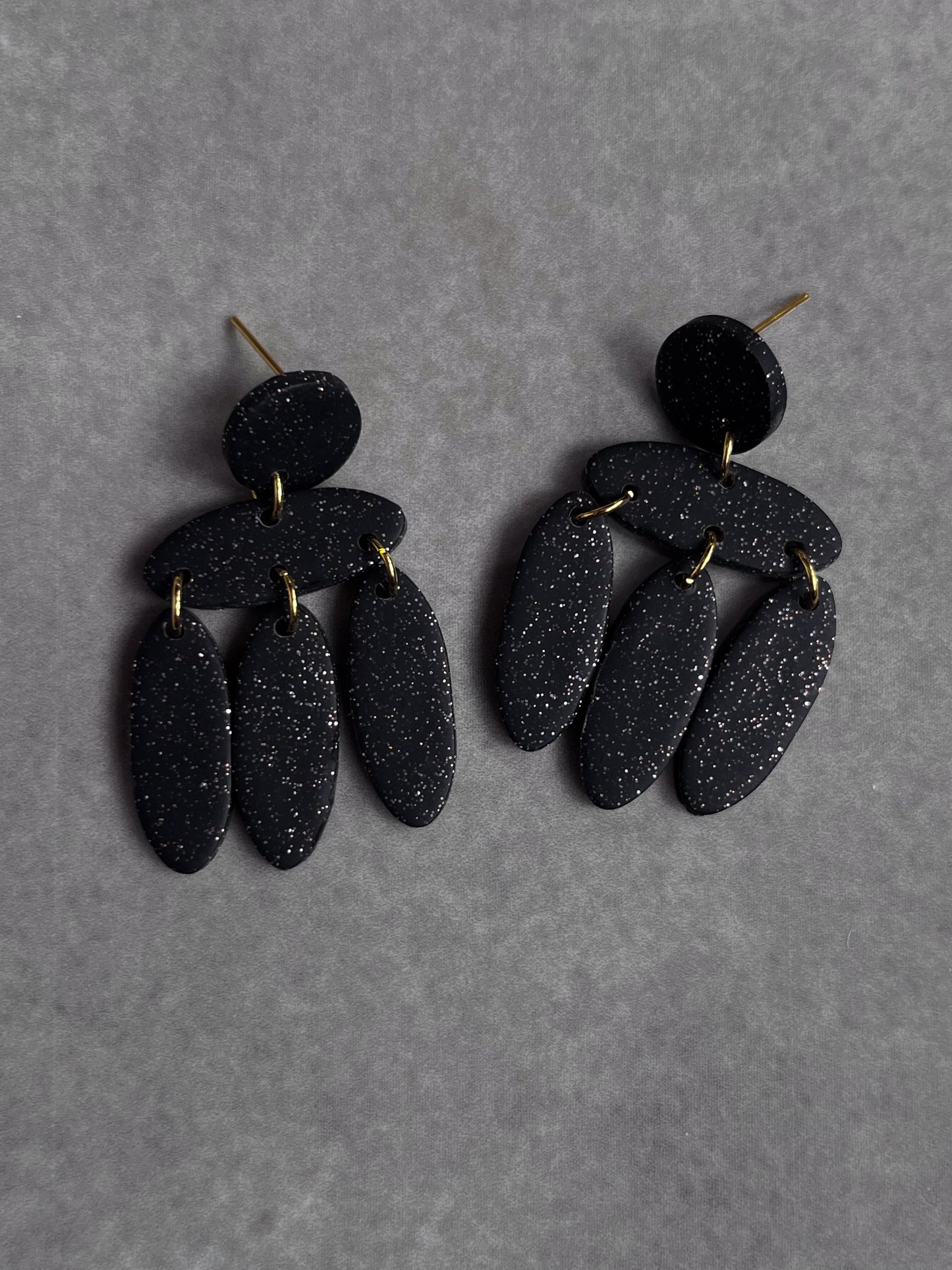 Sparkled Black Sun Ray Dangles - Sale!
