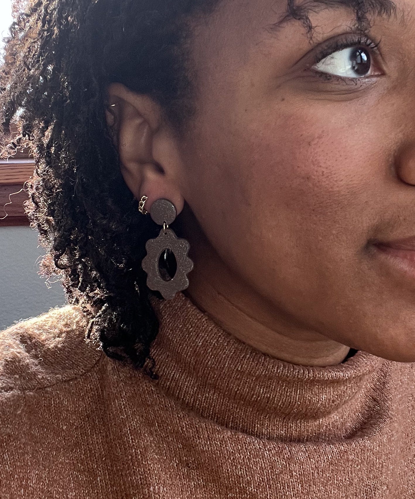 Muted Sparkled Brown Floral Dangles