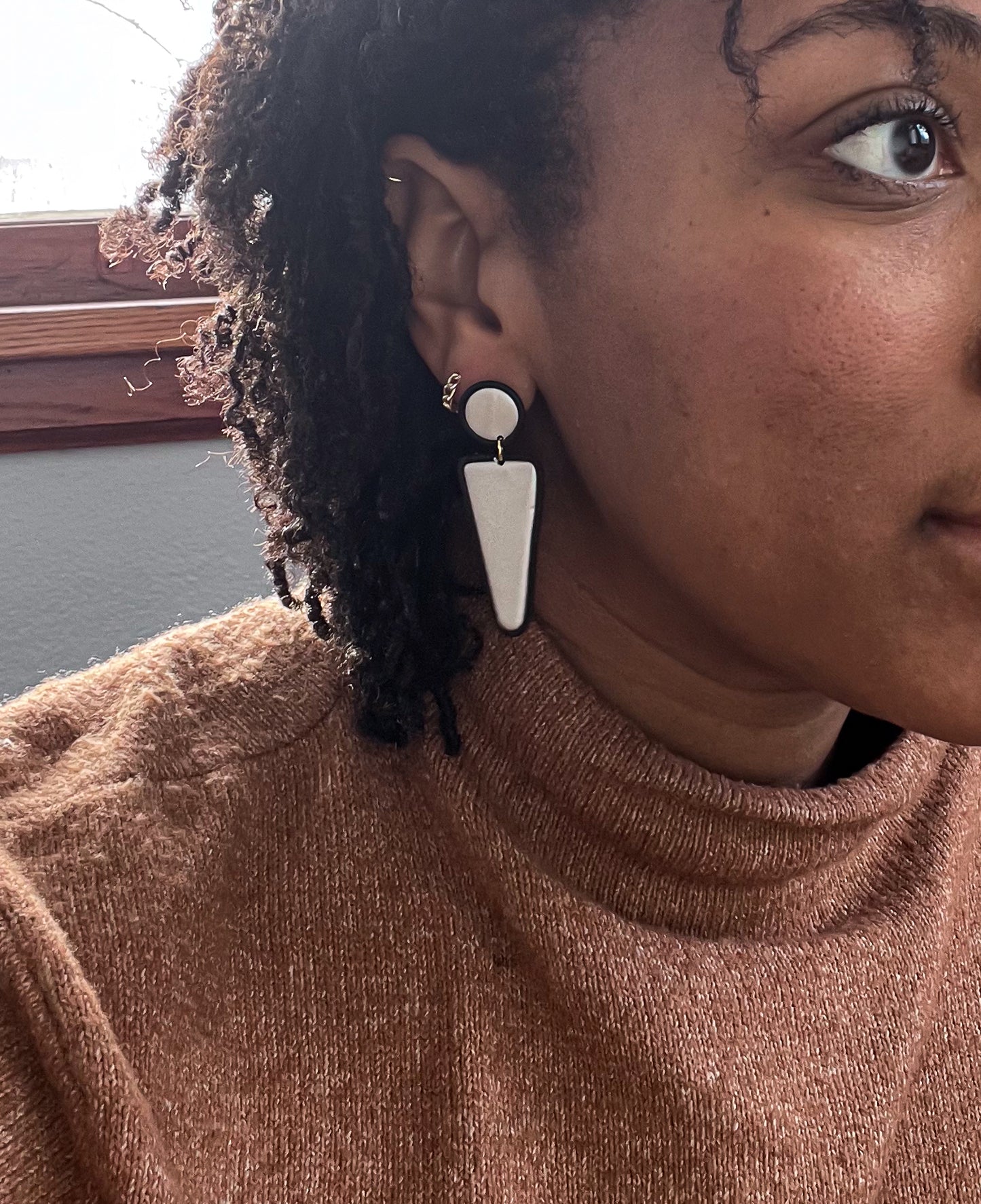 Two-Toned B&W Spear Dangles