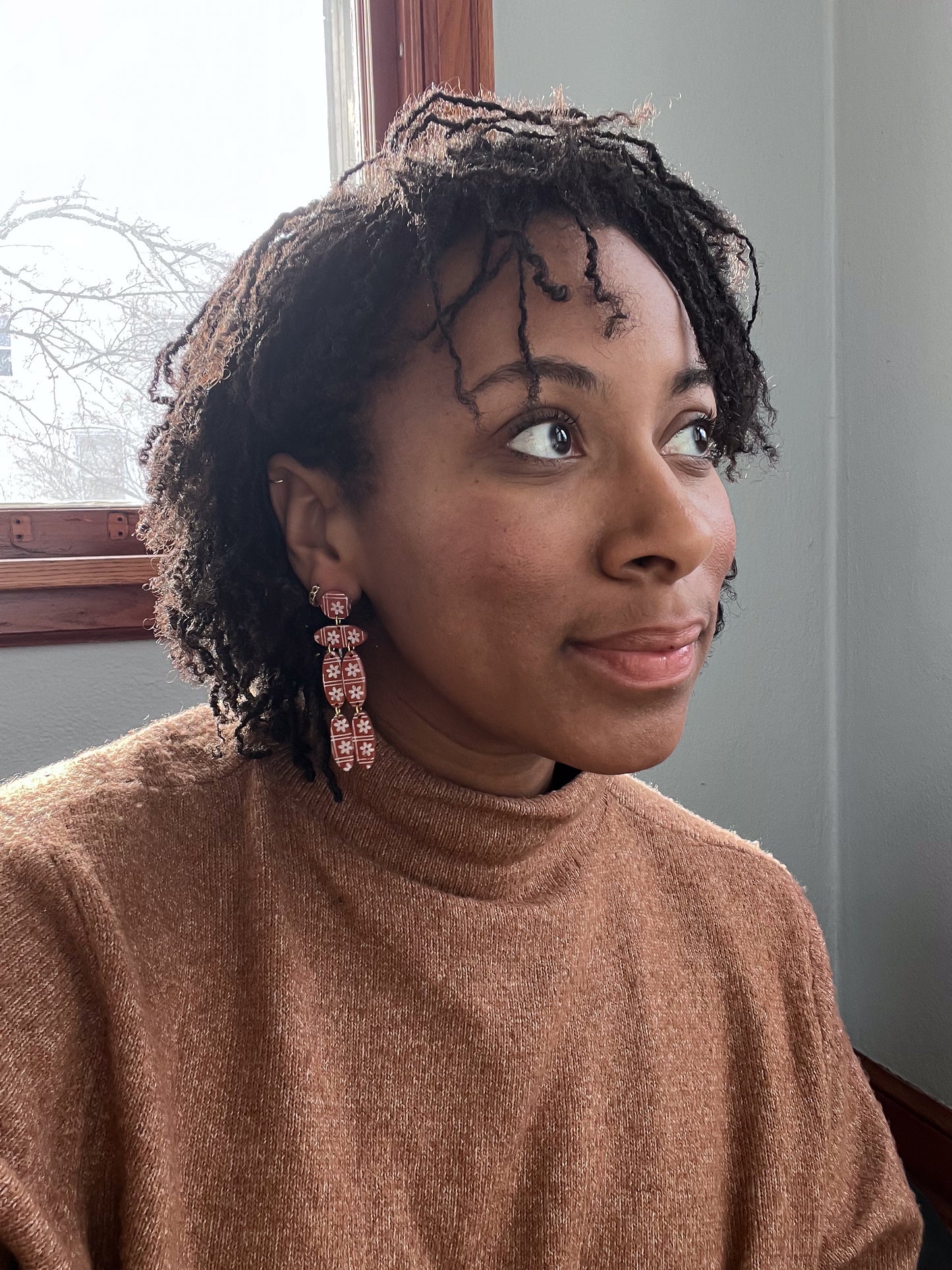 Terra Cotta Floral Christina Dangles Sale! $21