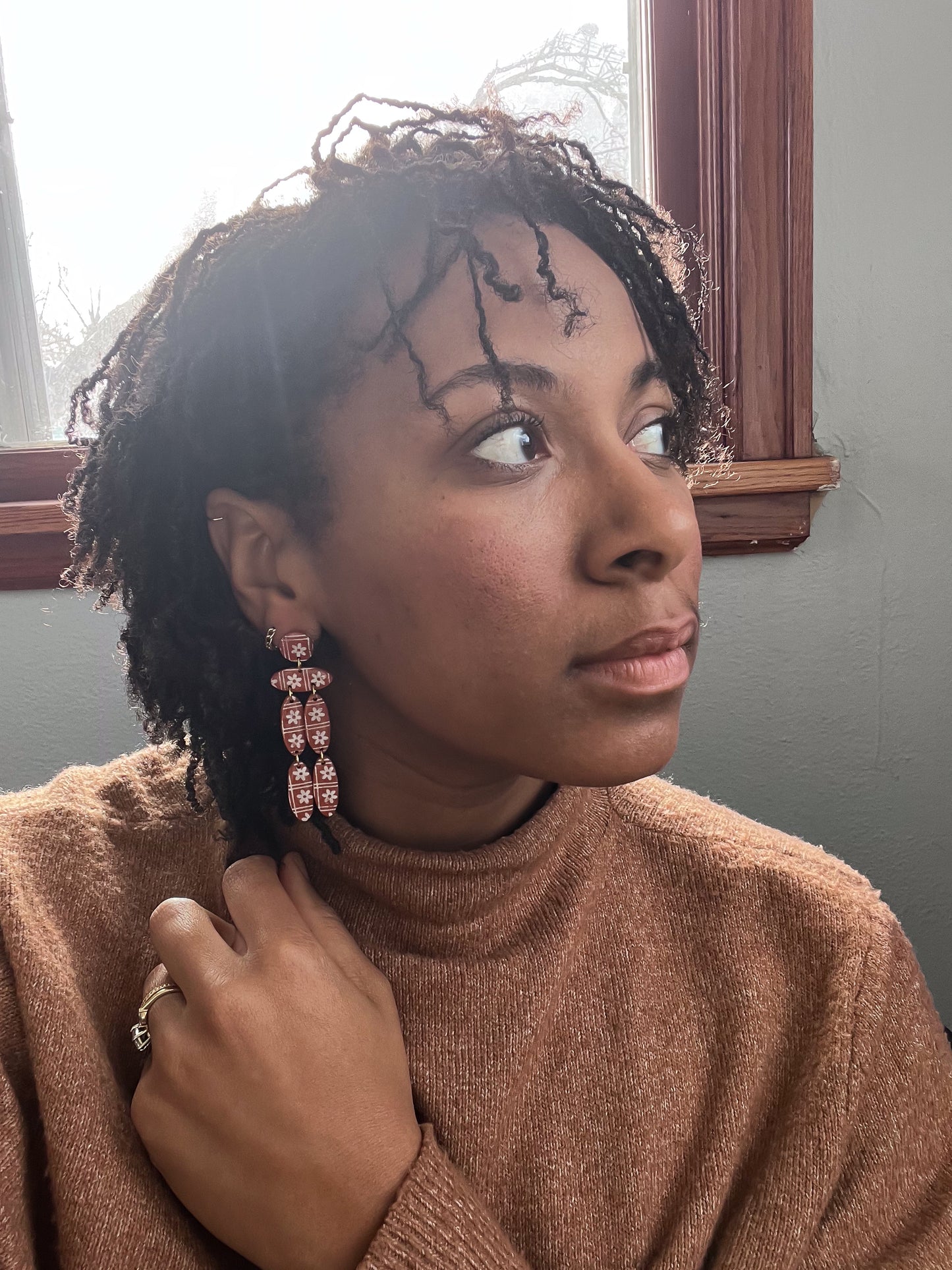 Terra Cotta Floral Christina Dangles Sale! $21