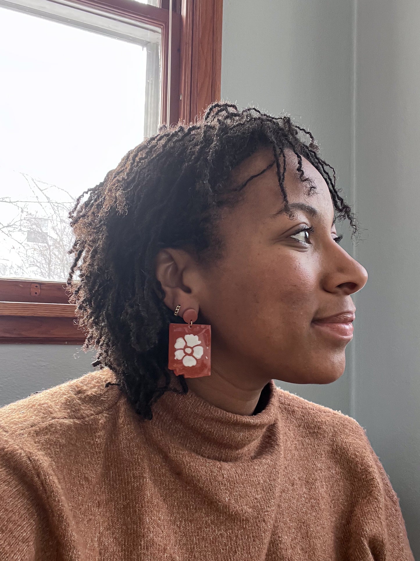 One of a Kind Flower Dangle - Terra Cotta -