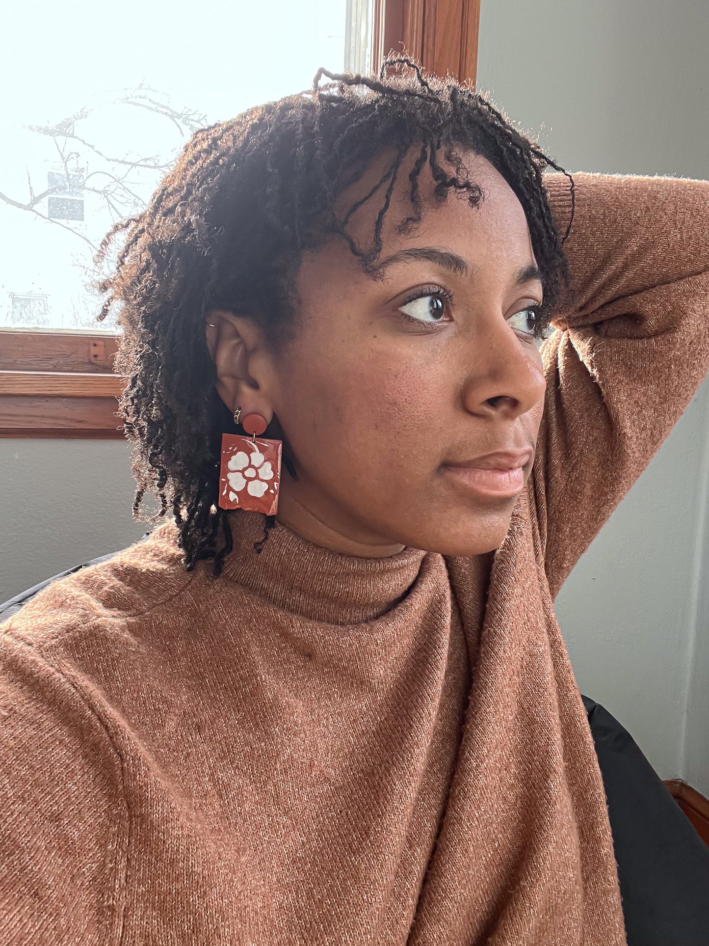 One of a Kind Flower Dangle - Terra Cotta
