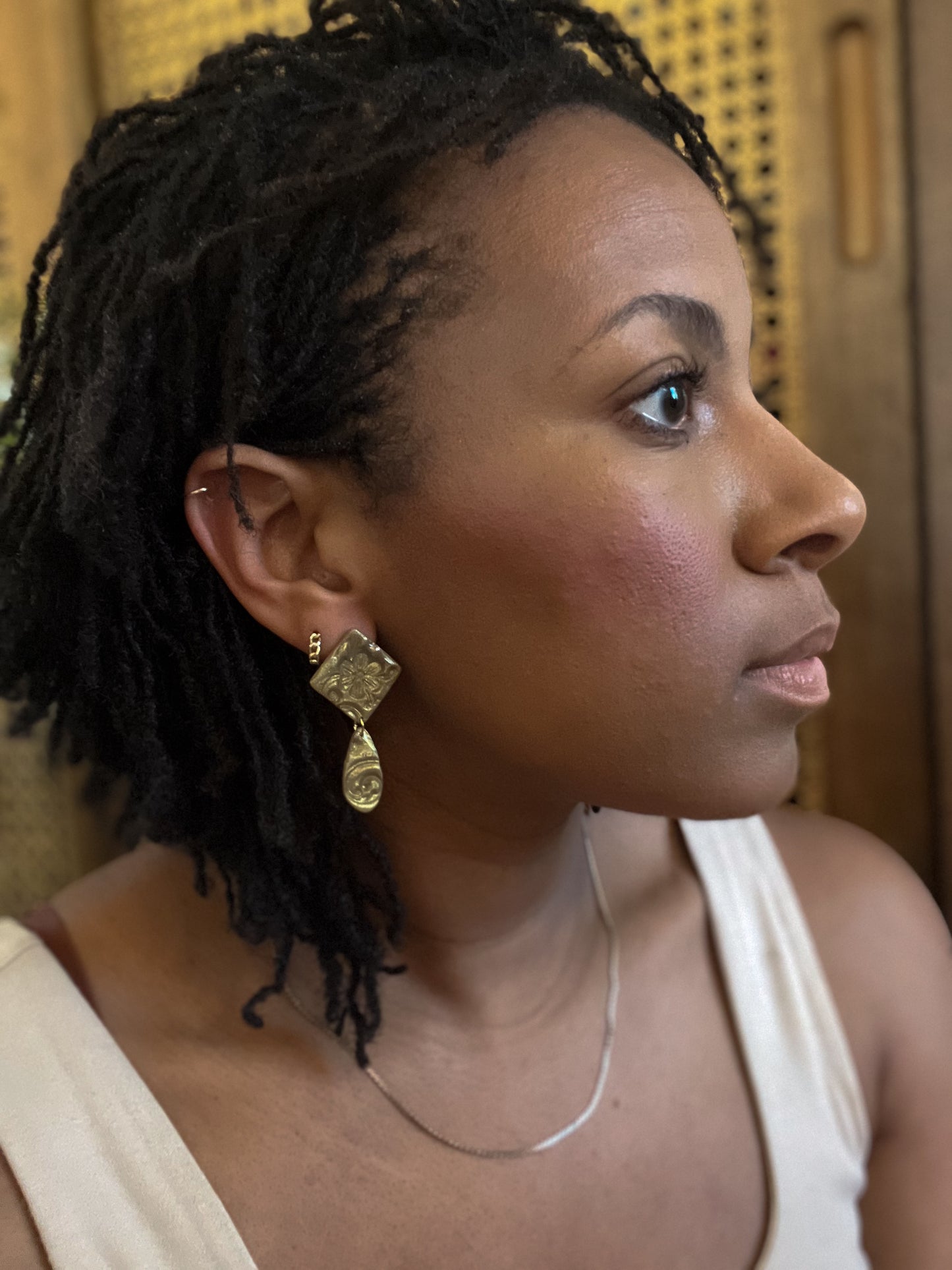 Gold Filled Ancient Flower Dangles - Gold Filled, Nickel Free