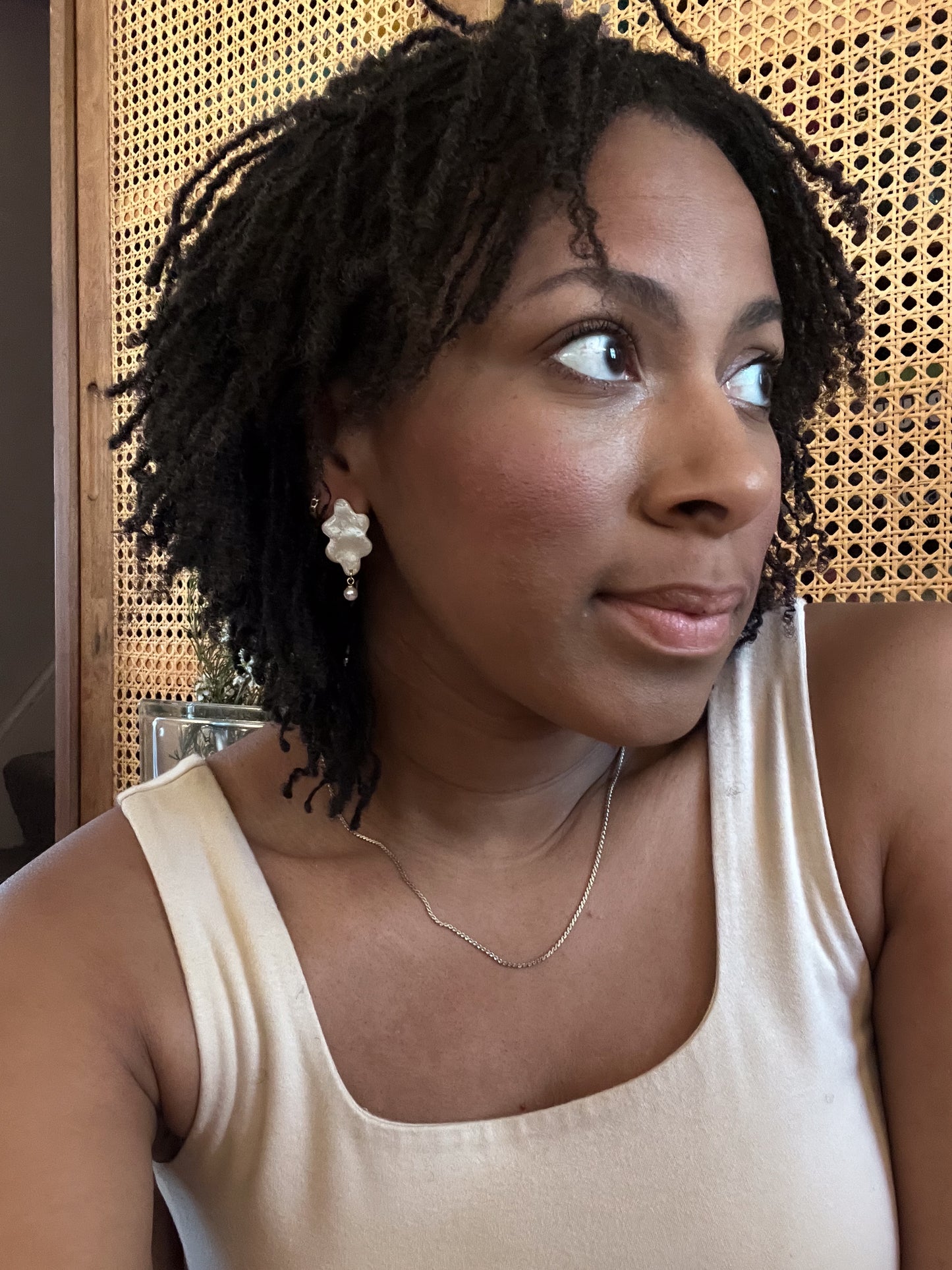 Organic Pearl Drop Dangles in Pearl
