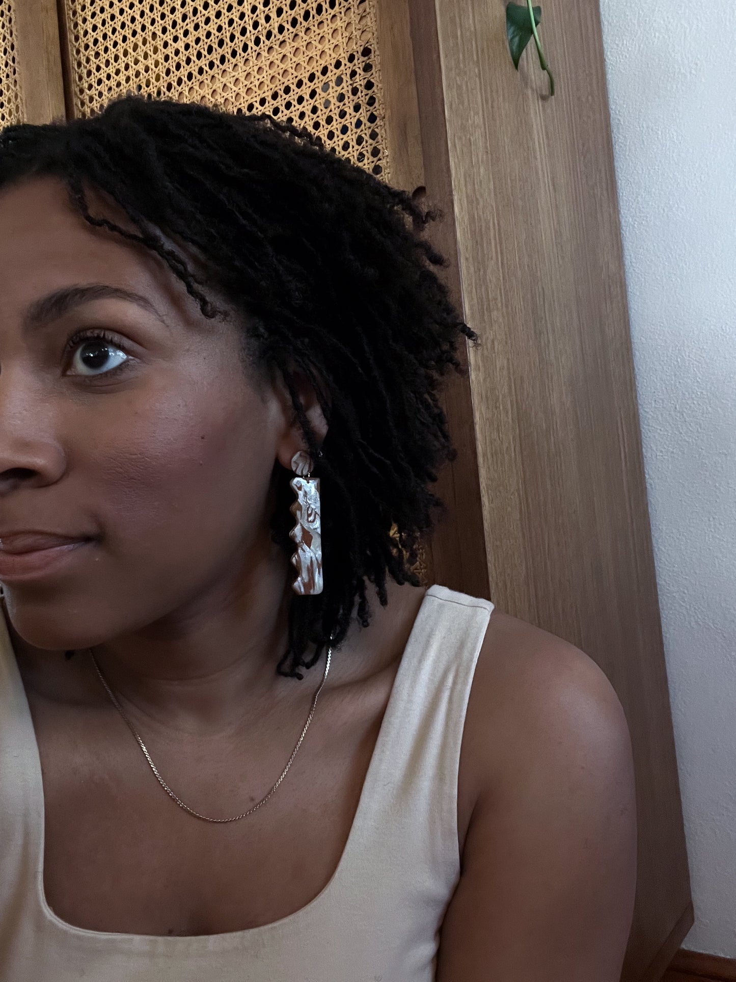 Pearl & Brown Marbled Dangle