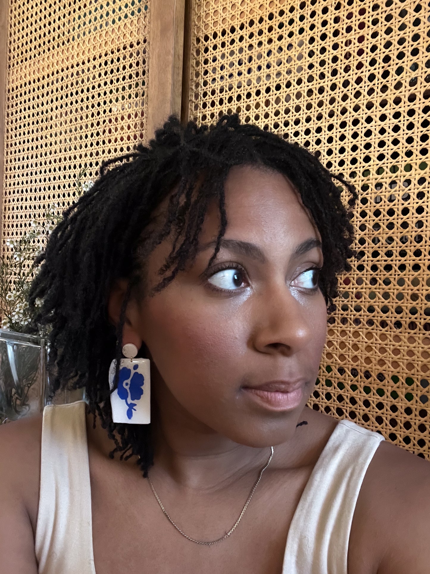 Organic Blue Flower Dangles
