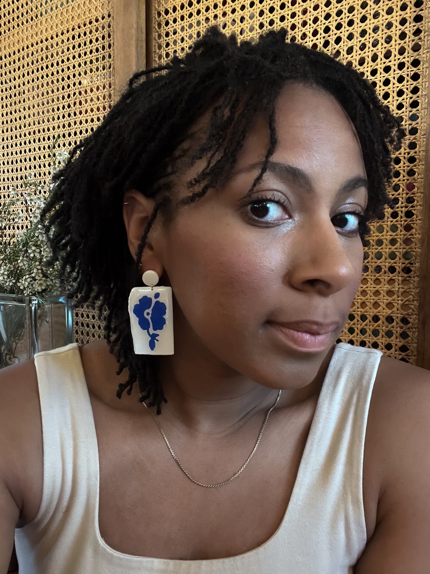 Organic Blue Flower Dangles