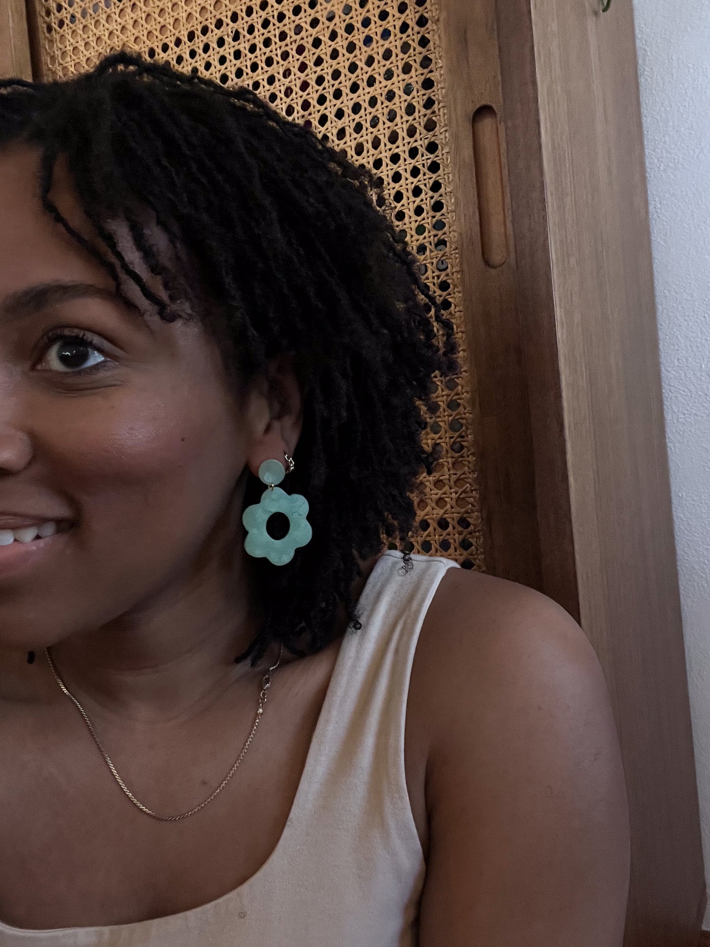 Translucent Green Floral Dangles