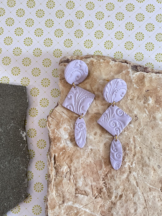 Lavender Antique Print Dangles