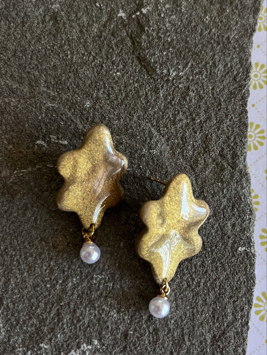 Organic Pearl Drop Dangles - Gold Filled, Nickel Free
