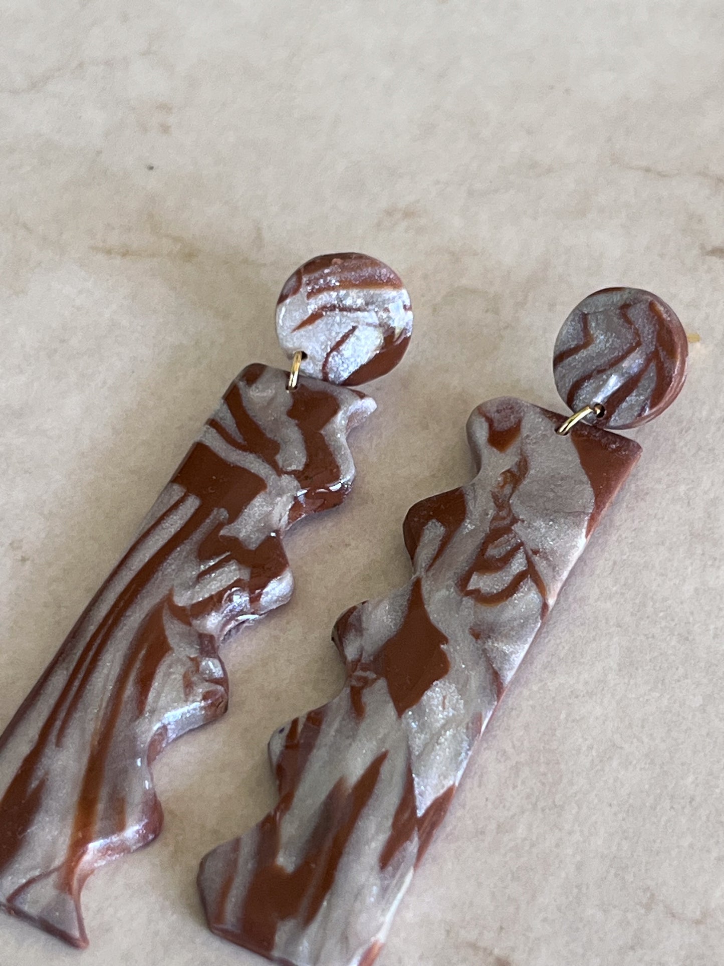 Pearl & Brown Marbled Dangle
