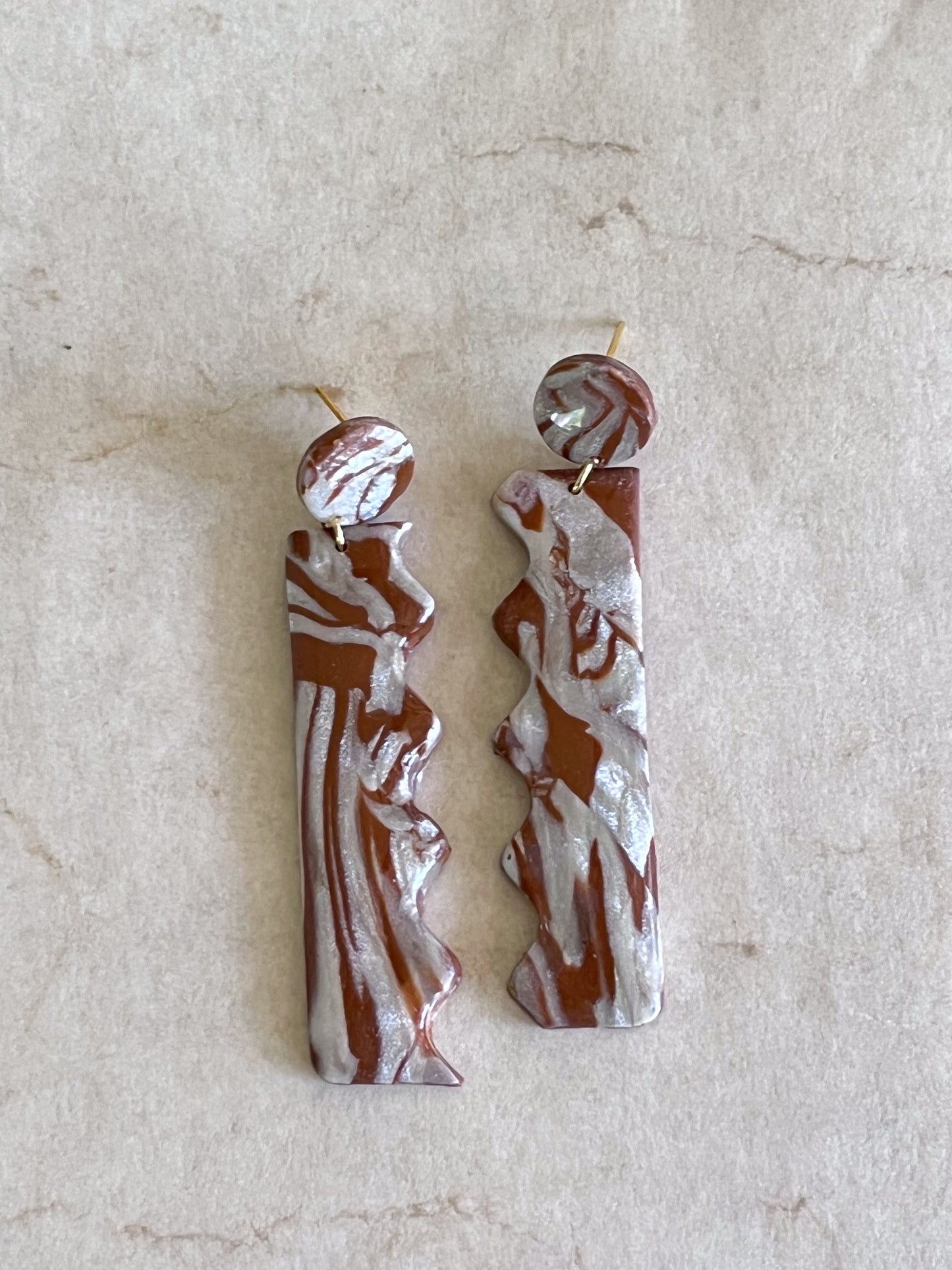 Pearl & Brown Marbled Dangle